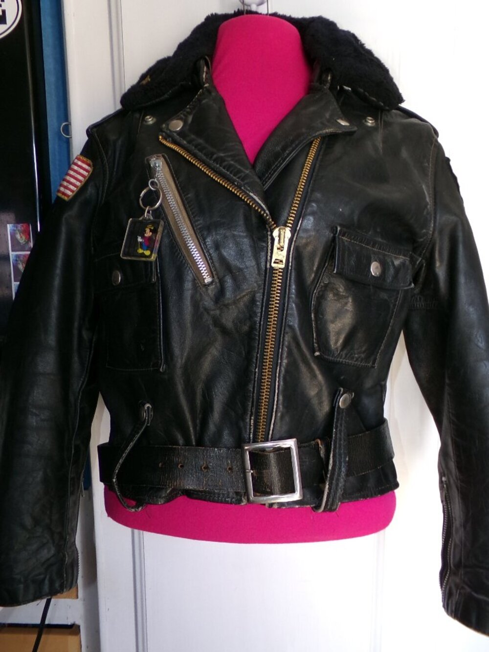 Vtg. 70s Harley Davidson Jacket with Removable Faux Fur Collar Sz M/L